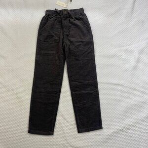 Rylee + Cru Oliver Pant Kids Boys Size 8-9Y Slate Gray Corduroy Straight Leg